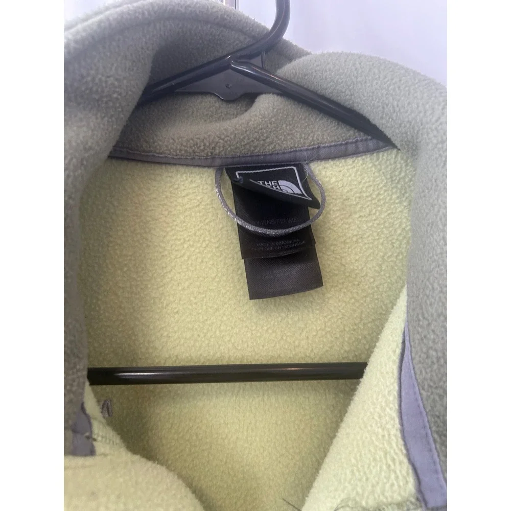 The North Face‎ Full Zip Fleece Jacket Green Two Tone Mock Neck Mens Medium